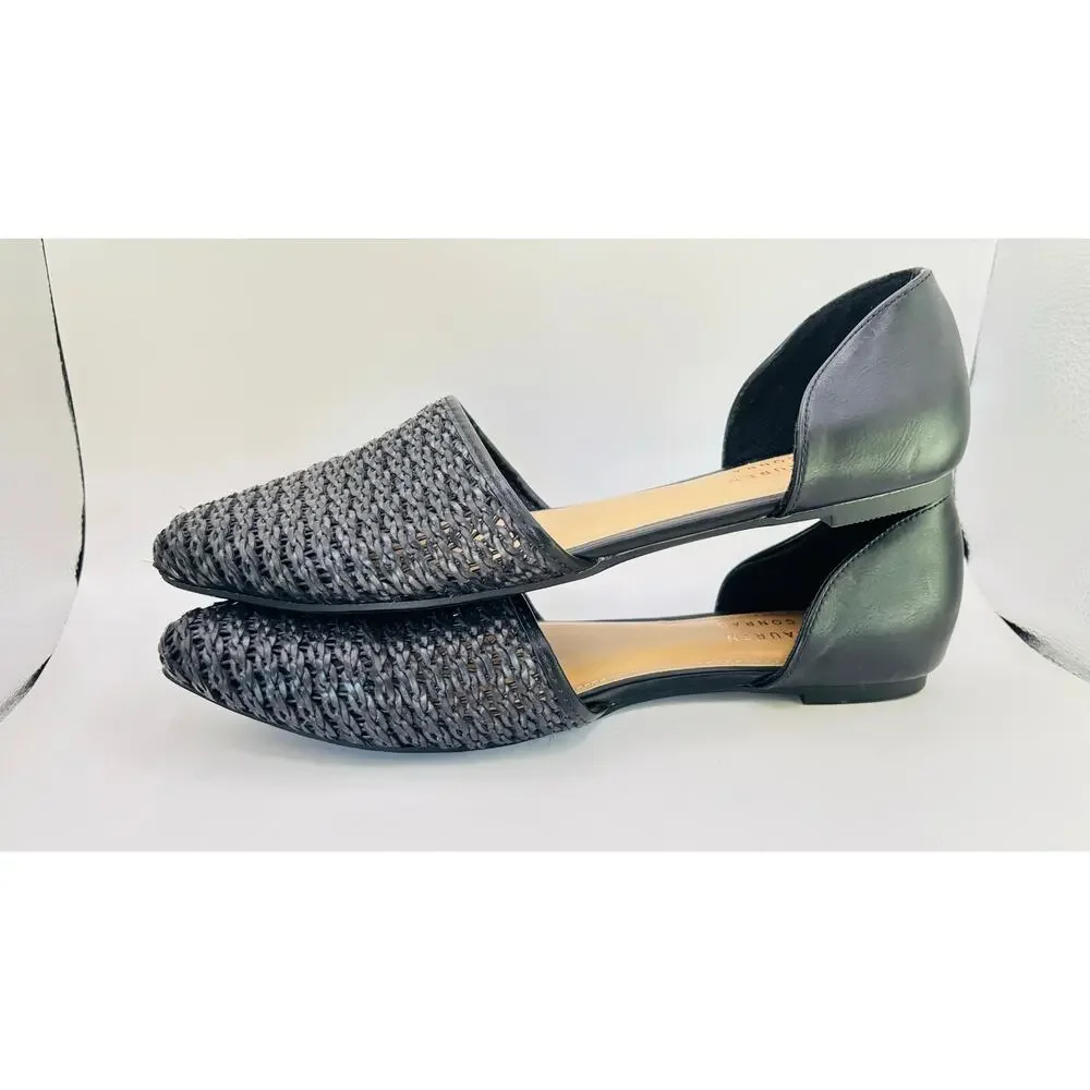 Lauren Conrad Calcite black weave D’Orsay pointy flats womens sz 9.5